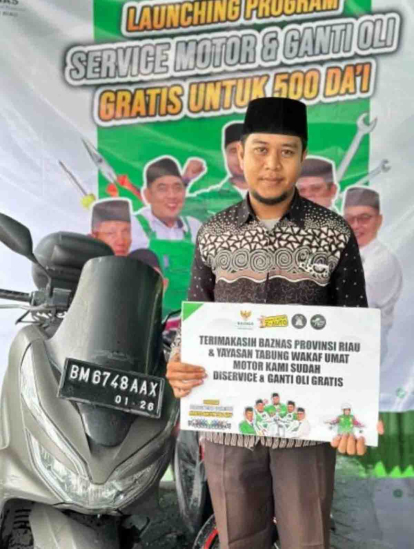GoRiau Dukung Dakwah Ramadan, Baznas Riau Beri Servis Motor Gratis untuk 500 Dai