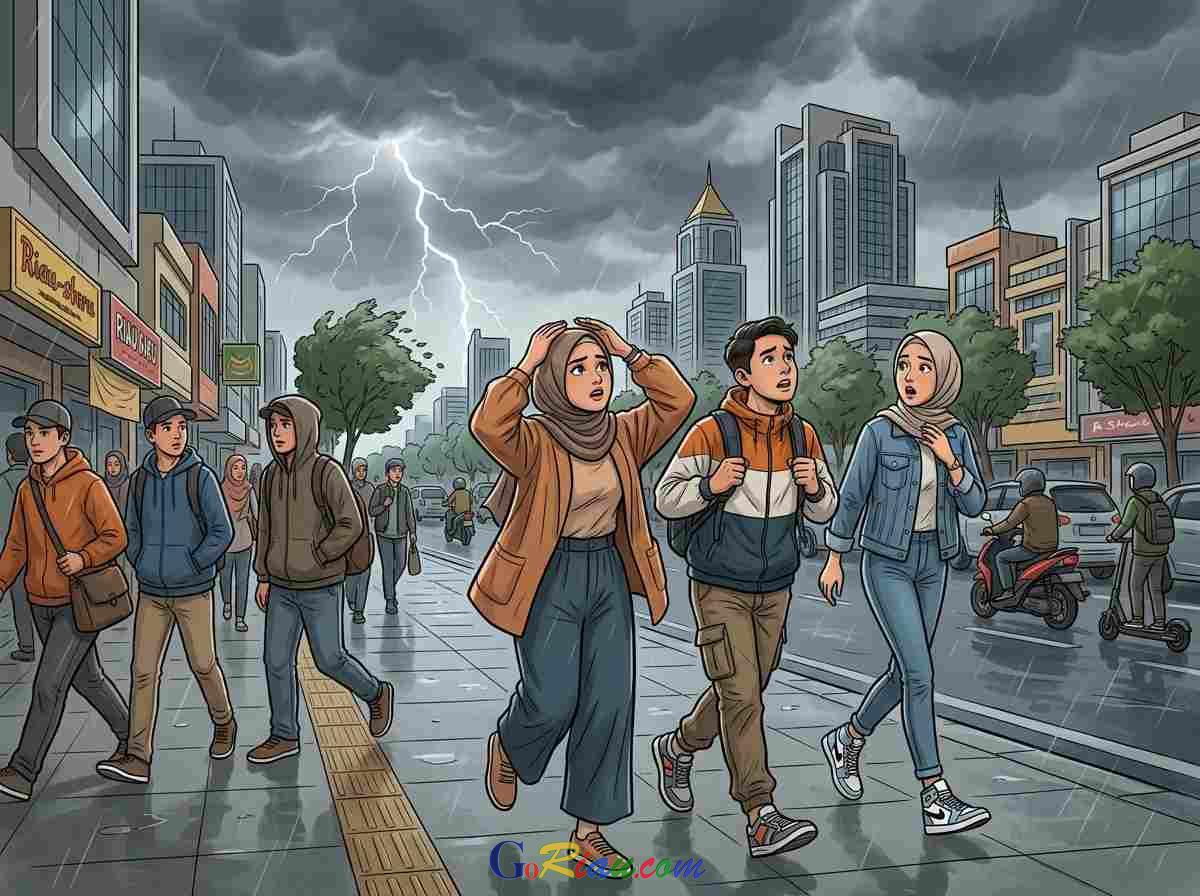 BMKG Terbitkan Peringatan Dini, Hujan Lebat Disertai Petir Intai Pekanbaru dan Sekitarnya