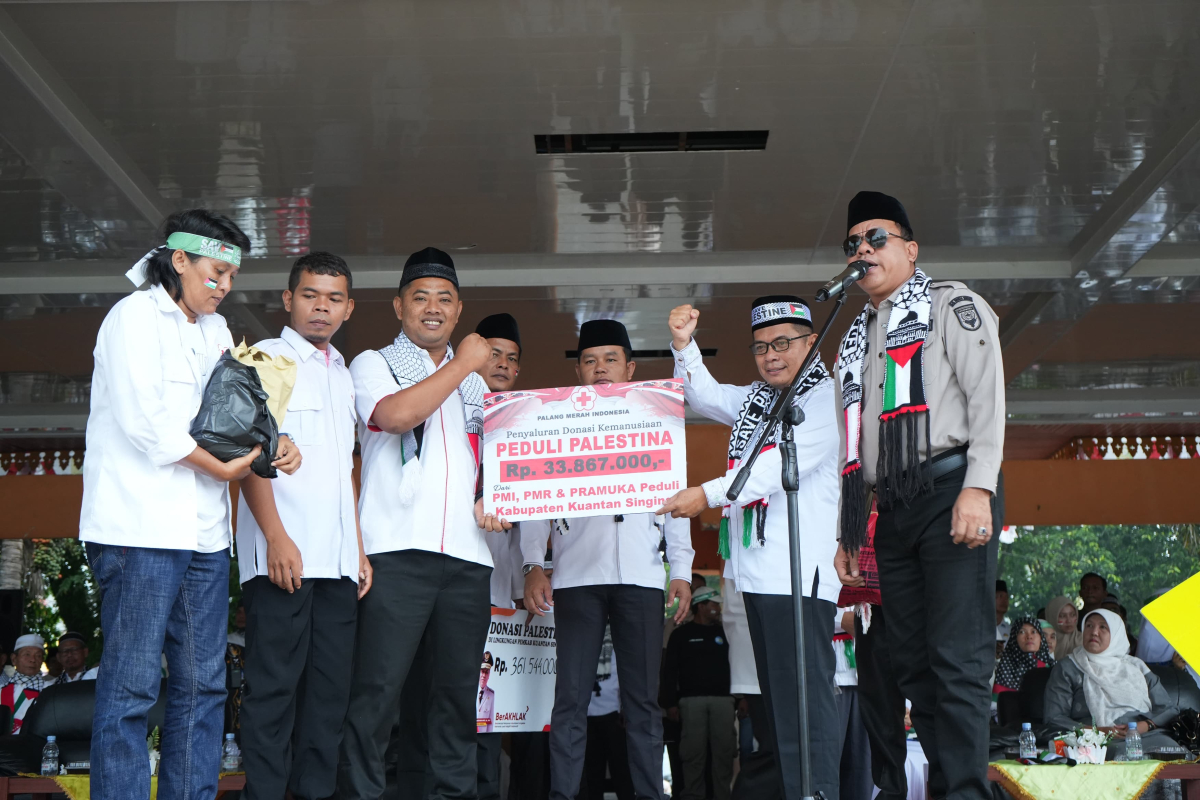 PMI Kuansing Salurkan Donasi Rp33,8 Juta untuk Palestina