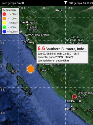 Berikut Foto Titik Lokasi Gempa 6,5 Skala Richter yang Melanda Sumbar Pagi Ini