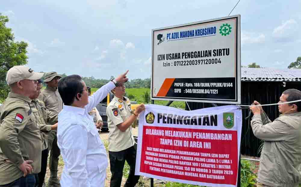 Sidak Galian C Desa Pulau Tinggi, Tim Pengawas Hentikan Operasi Ilegal PT Azul Makona Kreasindo