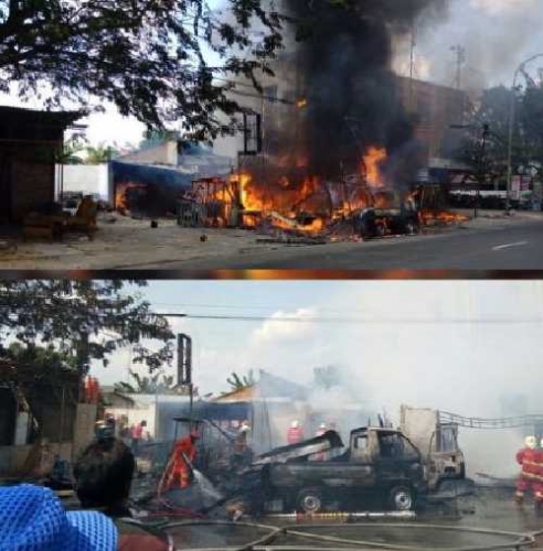 2 Kios, 1 Rumah serta Mobil Hangus dalam Kebakaran di Jalan Hangtuah Pekanbaru, Diduga Dipicu Arus Pendek