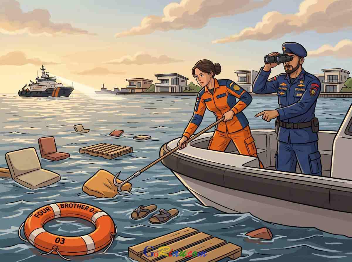 Tubrukan Dua Speedboat di Selat Air Hitam Meranti, Kapal Terbalik dan Kru Dalam Pencarian