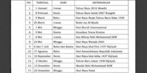 GoRiau Ini Daftar Libur Nasional dan Cuti Bersama Tahun 2016