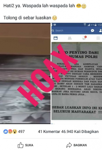 Setelah Isu Penculikan Anak, Beredar Info Hoax Lainnya Soal Aksi Kejahatan Komplotan Manusia Sampah di Media Sosial