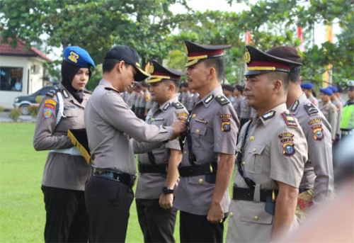 Kapolres Pelalawan Pimpin Sertijab Pejabat Teras Polres Pelalawan