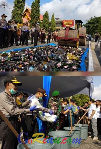 Polda Riau Musnahkan 56 Kilogram Sabu, 42.700 Butir Ekstasi serta 3.412 Botol Miras