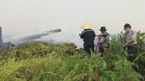 100 Personil Brimob Polda Riau Diturunkan Padamkan Api di Dumai
