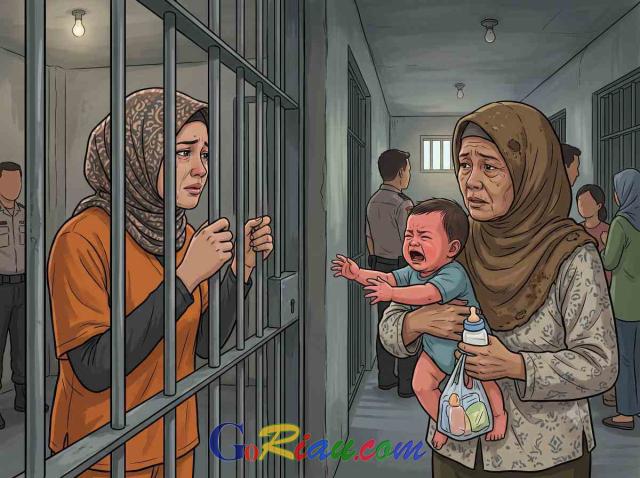 Kisah Pilu Ibu 5 Anak Asal Tembilahan Ditahan Polda Riau, Bayi 7 Bulan Terpaksa Diasuh Nenek