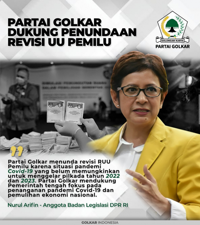 InfoGrafis: Partai Golkar Dukung Penundaan Revisi UU Pemilu