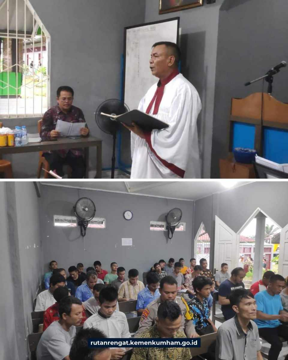 Berikan Pembinaan Kerohanian, Kapolsek Rengat Barat Pimpin Ibadah Minggu di Rutan Kelas IIB Rengat