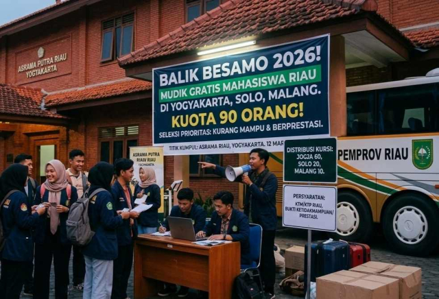 Pemprov Riau Sediakan Dua Bus Gratis untuk Mahasiswa Mudik dari Yogyakarta