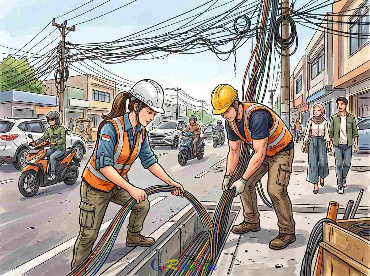 Pemkot Pekanbaru Mulai Tanam Kabel Semrawut ke Bawah Tanah, Jalan Ronggowarsito Jadi Kawasan Percontohan