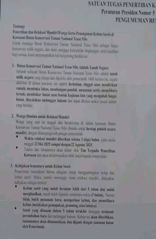 Diberi Waktu 3 Bulan, Satgas PKH Minta Warga Pelalawan Riau Segera Tinggalkan Kawasan TNTN