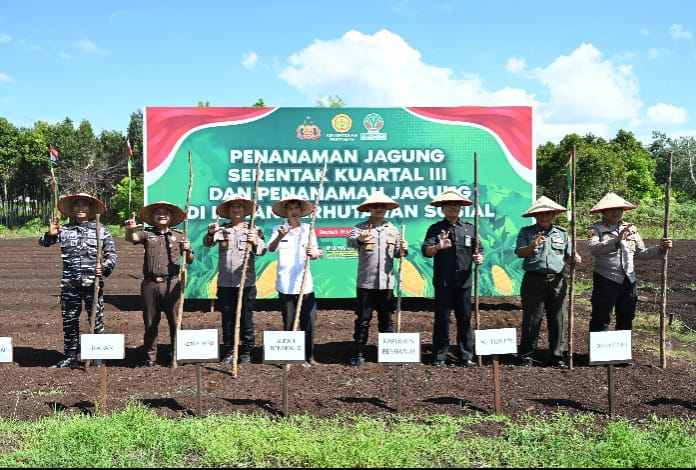 Polres dan Pemkab Bengkalis Tanam Jagung di Kampung Tangguh, Upaya Wujudkan Swasembada Pangan 2025