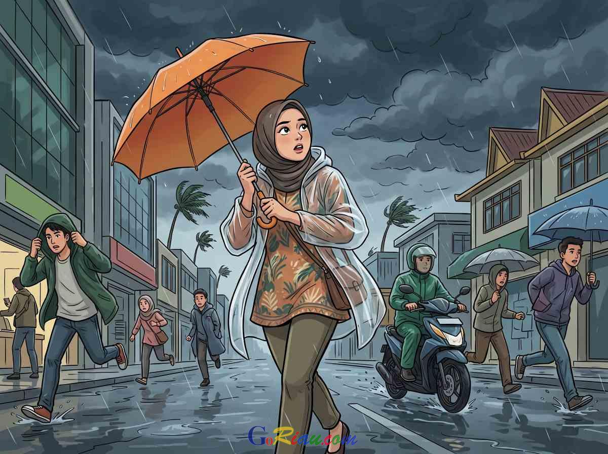 Catat! Hujan dan Angin Kencang Intai 10 Wilayah Riau Hari Ini