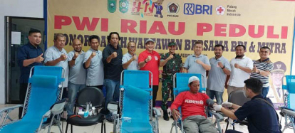 GoRiau Gelar Donor Darah HUT ke-77, PWI Riau Target 77 Kantong Darah Wartawan