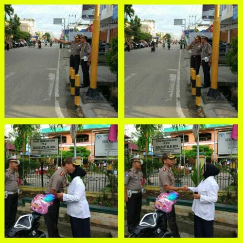 Awali Tugas, Kapolres Inhil Atur Lalu Lintas di Jalan M Boya Tembilahan