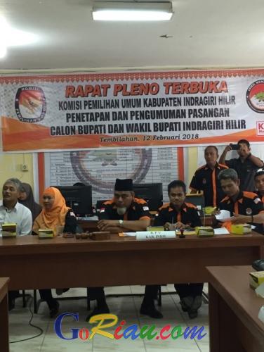 Diumumkan KPU, 3 Paslon Dinyatakan Lolos untuk Ikuti Pilkada Inhil 2018