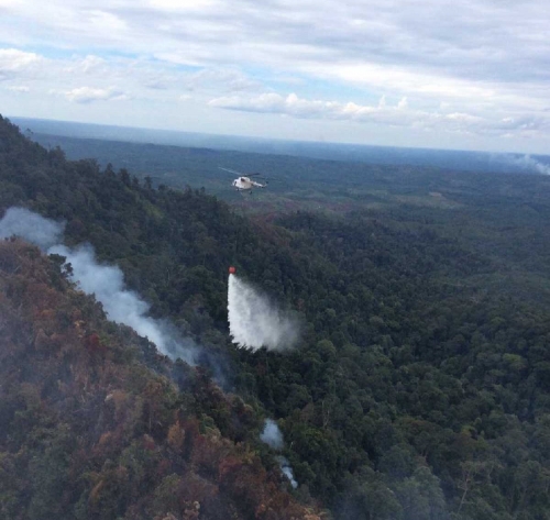 Giliran Perbukitan Sekitar Candi Muara Takus Terbakar, Satgas di Riau Kerahkan Helikopter Bom Air