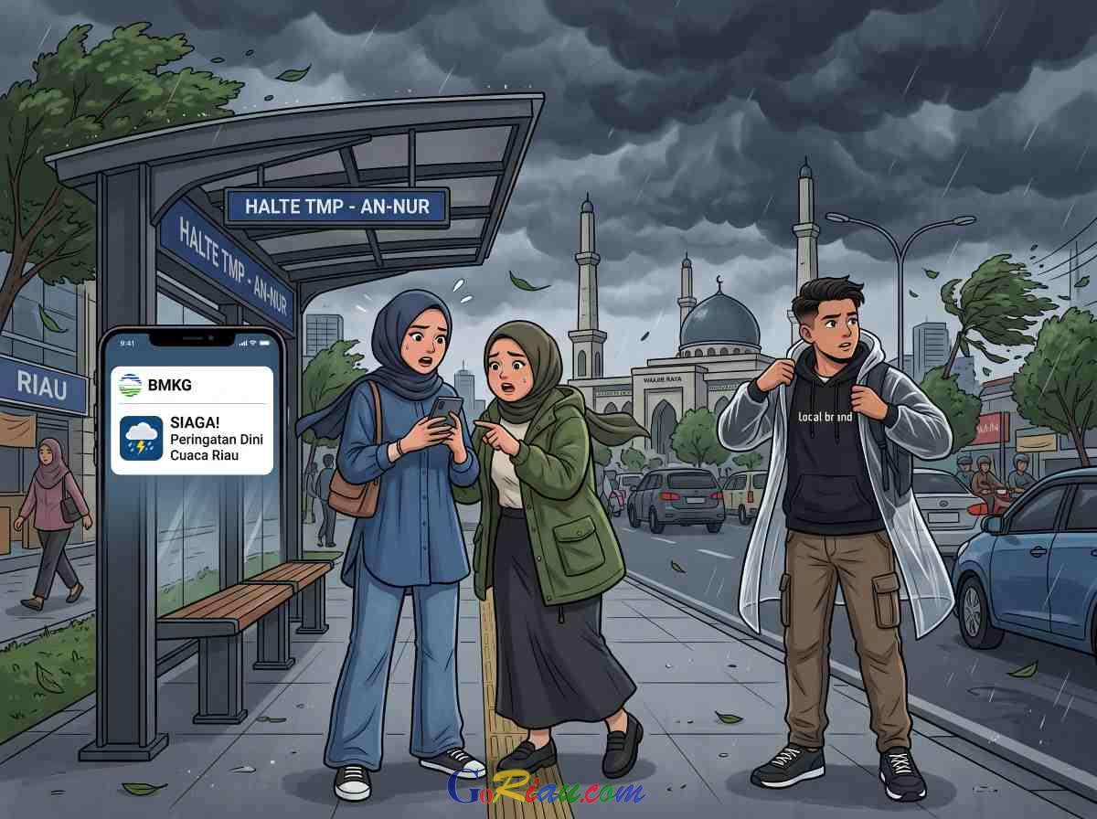 BMKG Terbitkan Peringatan Dini, Hujan Lebat Disertai Angin Kencang Landa Riau