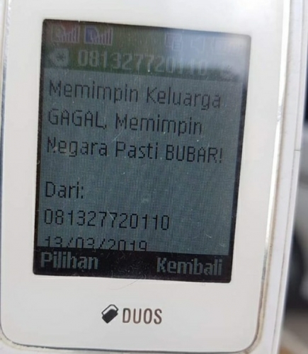 Prabowo Orasi, Masyarakat Riau Diteror SMS Provokatif