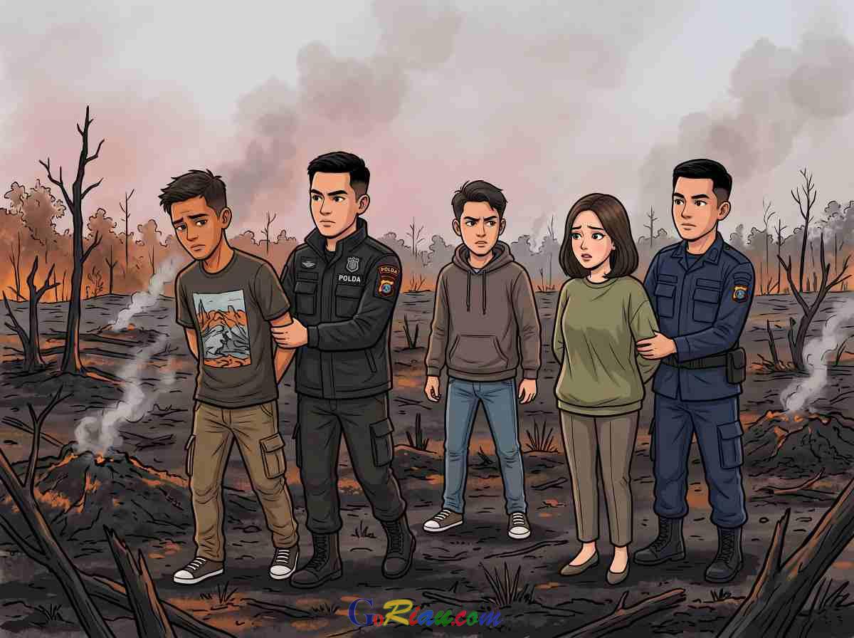 Luas Lahan Terbakar Tembus 3.378 Hektare, Puluhan Pelaku Pembakaran di Riau Ditindak Tegas