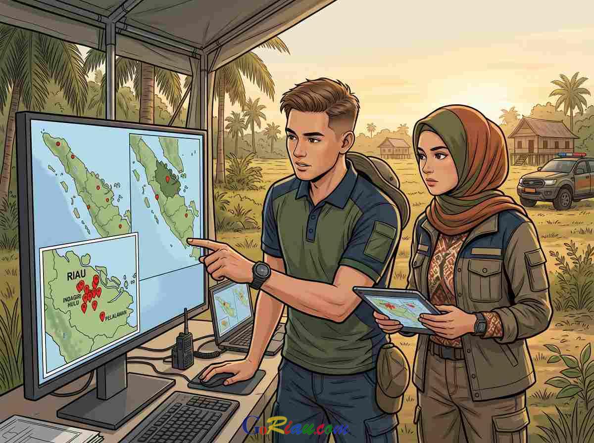 Belasan Titik Panas Muncul di Riau, Indragiri Hulu Dominasi Peta Sebaran Api