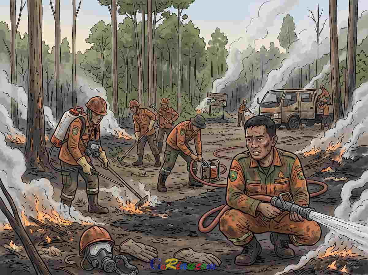 72 Hektare Lahan Hangus, Satgas Karhutla Riau Berjibaku di Enam Titik