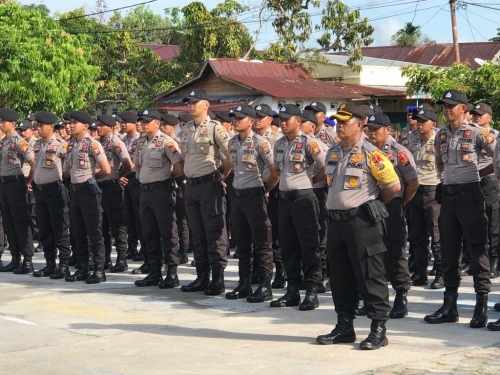 Pengamanan Pemilu 2019, Polres Kepulauan Meranti Gelar Apel Pergeseran Pasukan