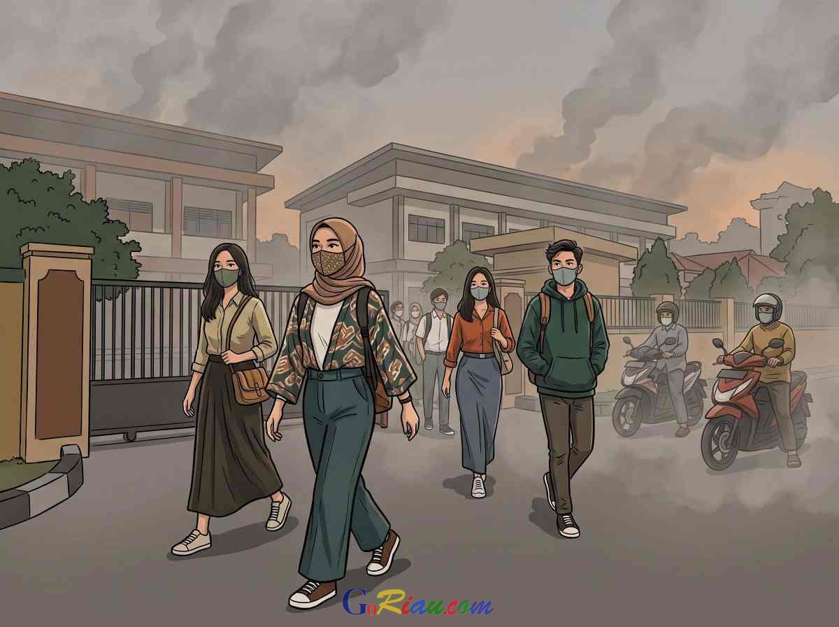 Kabut Asap Selimuti Pekanbaru, Jam Pulang Sekolah Siswa Dimajukan Menjadi Pukul 12 Siang