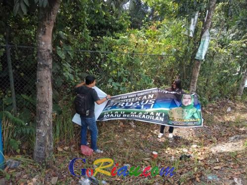 Masih Bertebaran di Pekanbaru, Puluhan Alat Peraga Kampanye Ilegal Paslon Pilgub Riau Ditertibkan Panwaslu