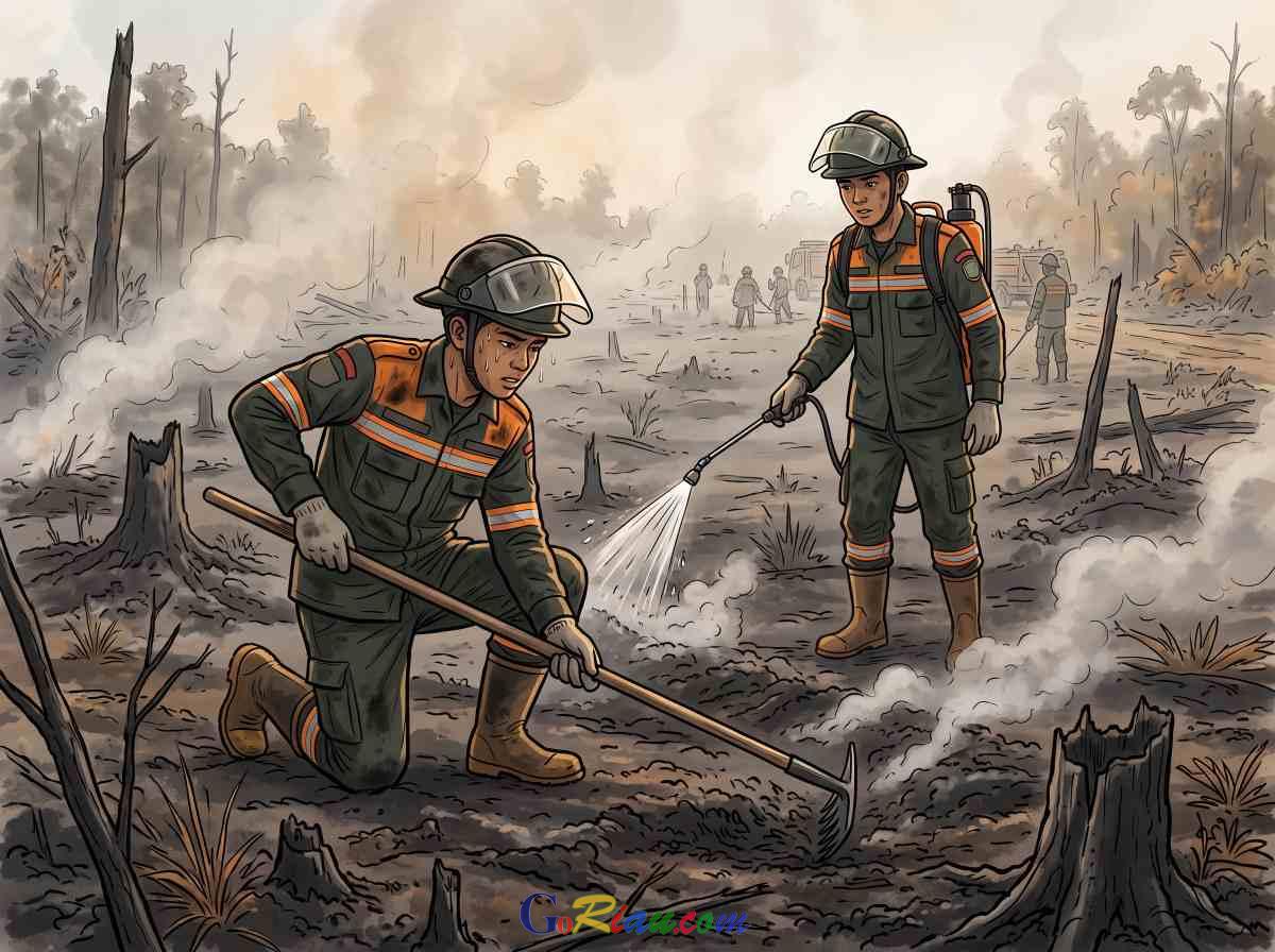 Karhutla Riau Belum Usai, Manggala Agni Sisir Sisa Bara Api di Empat Kabupaten