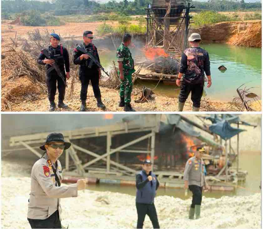 Operasi Merah Putih Presisi, Polda Riau Sikat 525 Rakit Tambang Ilegal di Riau