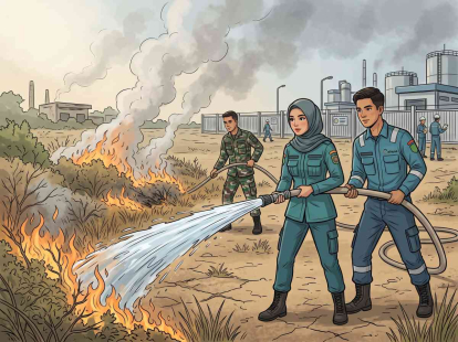 Kebakaran Lahan Dekat PT Elnusa Petrofin Inhil, Tim Gabungan Berjibaku Padamkan Api
