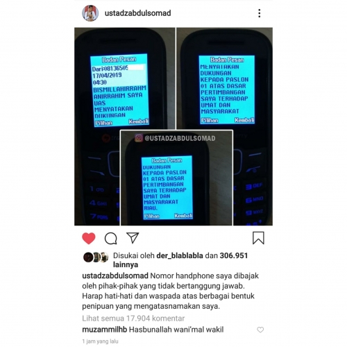 Waduh, Nomor HP Ustaz Abdul Somad Dibajak