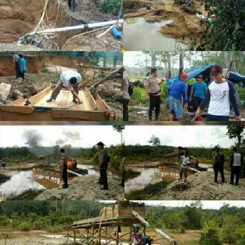 Penambang Emas Tanpa Izin di Kuansing Berhamburan Disergap Polisi, 6 Mesin Dompeng dan 4 Camp Pekerja Dimusnahkan