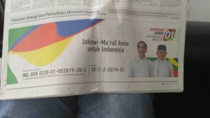GoRiau Iklan Kampanye Pasangan Jokowi-Maruf Terbit di Media Indonesia, Begini Tanggapan KPU dan Bawaslu