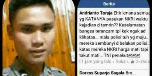Polisi Tulis TNI Penakut, Wakapolda Minta Maaf