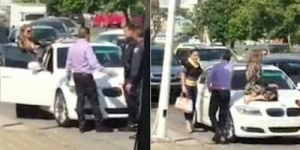 GoRiau Halangi Suami Kencani Selingkuhan, Istri Duduk di Kap Mobil