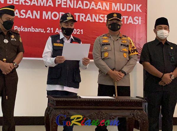 Gelar Deklarasi Terkait Larangan Mudik, Ini 3 Point Penting yang Disampaikan Forkompinda Riau