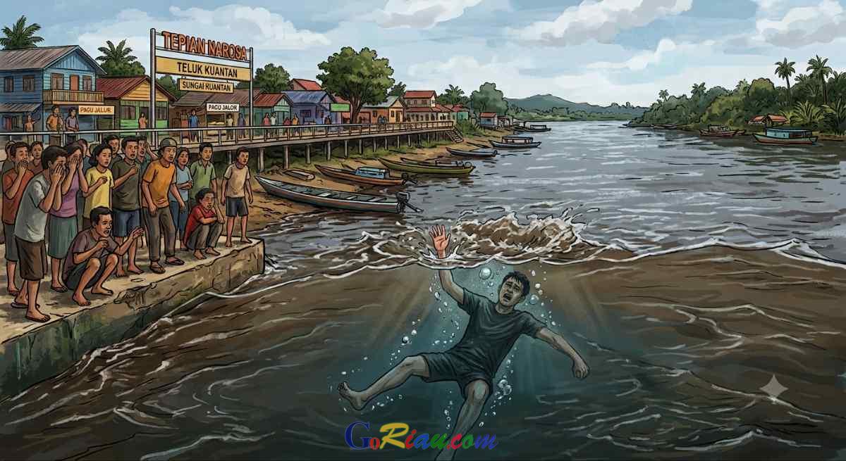 Coba Selamatkan Istri, Seorang Penonton Pacu Jalur Tenggelam di Tepian Narosa
