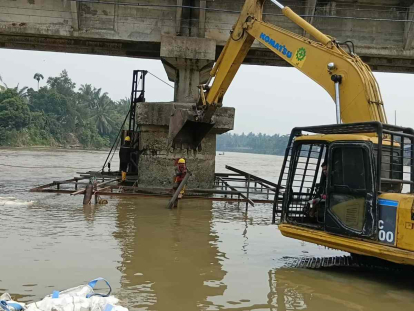 GoRiau Fondasi Terancam Menggantung, PUPR Riau Kebut Perbaikan Pilar Jembatan Ujungbatu Rohul