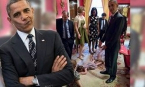 GoRiau Gadis Kecil Mengamuk dan Menjatuhkan Diri ke Lantai di Hadapan Presiden AS Obama, Ini Fotonya