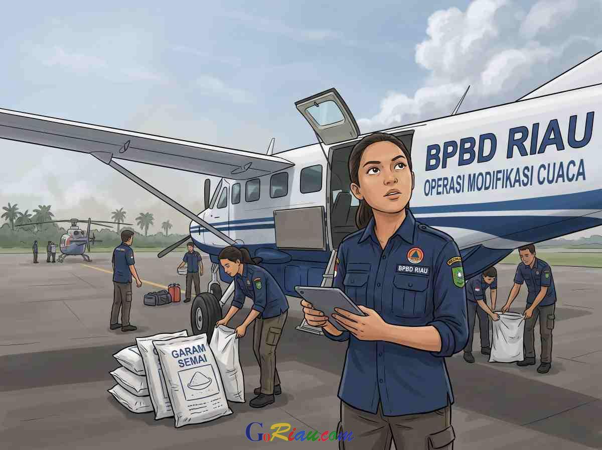 Cegah Karhutla Meluas, BPBD Riau Terbangkan Pesawat Semai Garam