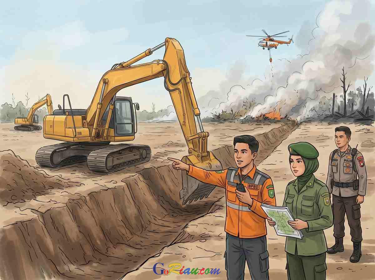 Karhutla Gambut Kerumutan Meluas, 6 Alat Berat Dikerahkan Bangun Parit Gajah