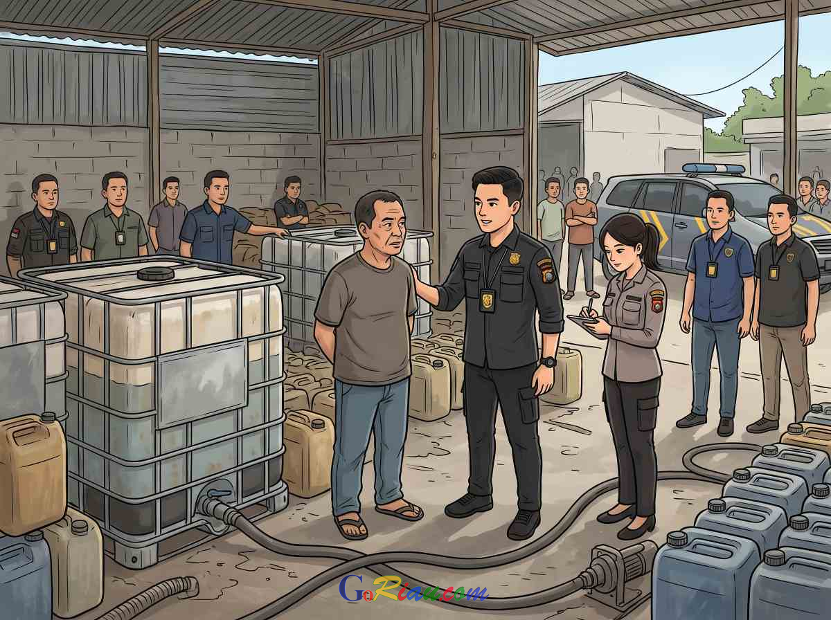 Gudang Penimbun Bio Solar Digerebek di Tenayan Raya Pekanbaru, Polisi Sita 1.400 Liter BBM Subsidi