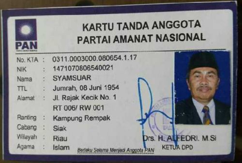 Riuh Syamsuar Diajukan Sebagai Calon Ketua Golkar Riau, Ini Jawaban Pihak PAN