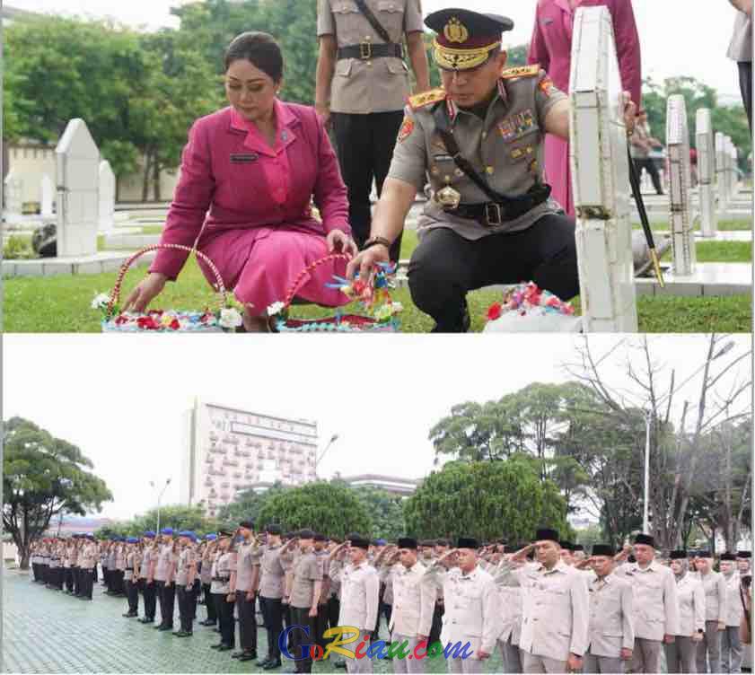 Peringati Hari Bhayangkara ke-80 Jajaran Polda Riau Tabur Bunga di Makam Pahlawan