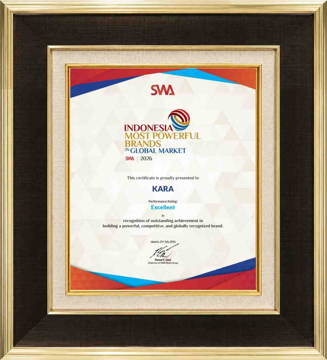 Tangguh Hadapi Tantangan Global, KARA Raih Penghargaan Indonesia’s Most Powerful Brands in the Global Market 2026 dari Majalah SWA